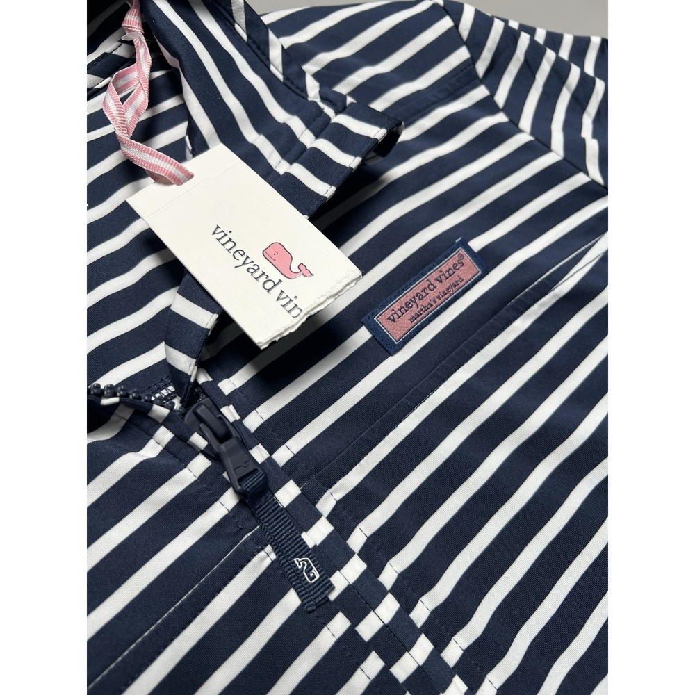 Vineyard Vines The Shep Shirt 1/4 Zip Striped Golf Polo Nautical Navy White M - Picture 4 of 8